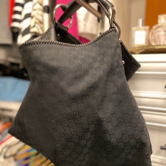 Gucci Vintage Large Canvas Horsebit Hobo Bag - Picture 2 of 12